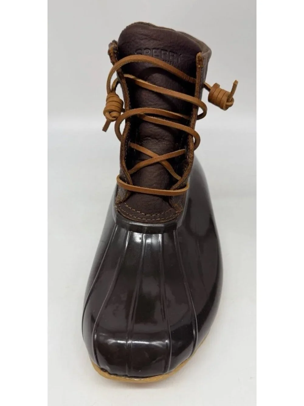 Sperry Top-Sider Saltwater Leather Rubber Duck Boots Brown Women's US 9